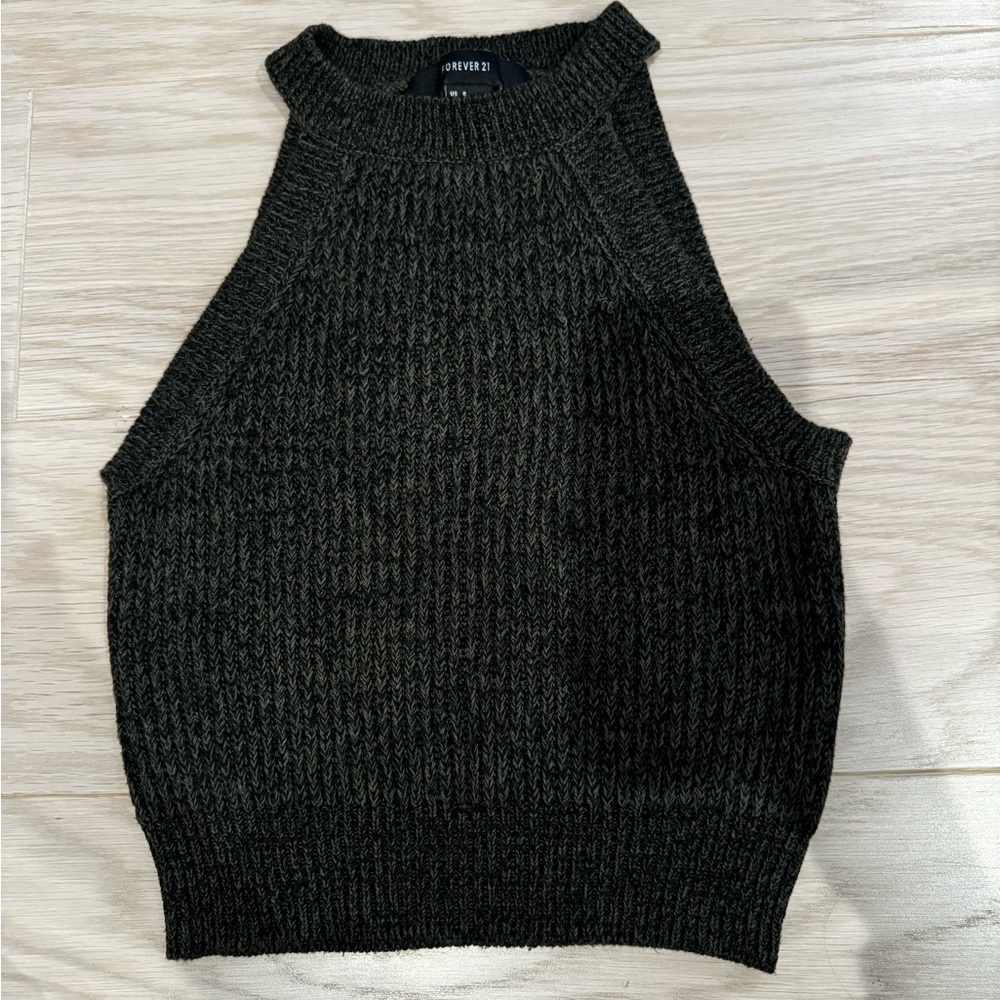 Dark green cropped tank sweater